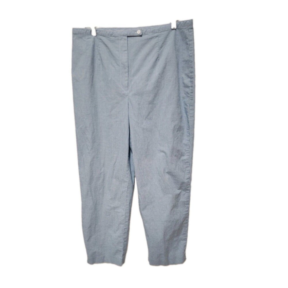 Talbots Gingham Ankle Pants Blue Cotton Preppy Classic Summer Size 16